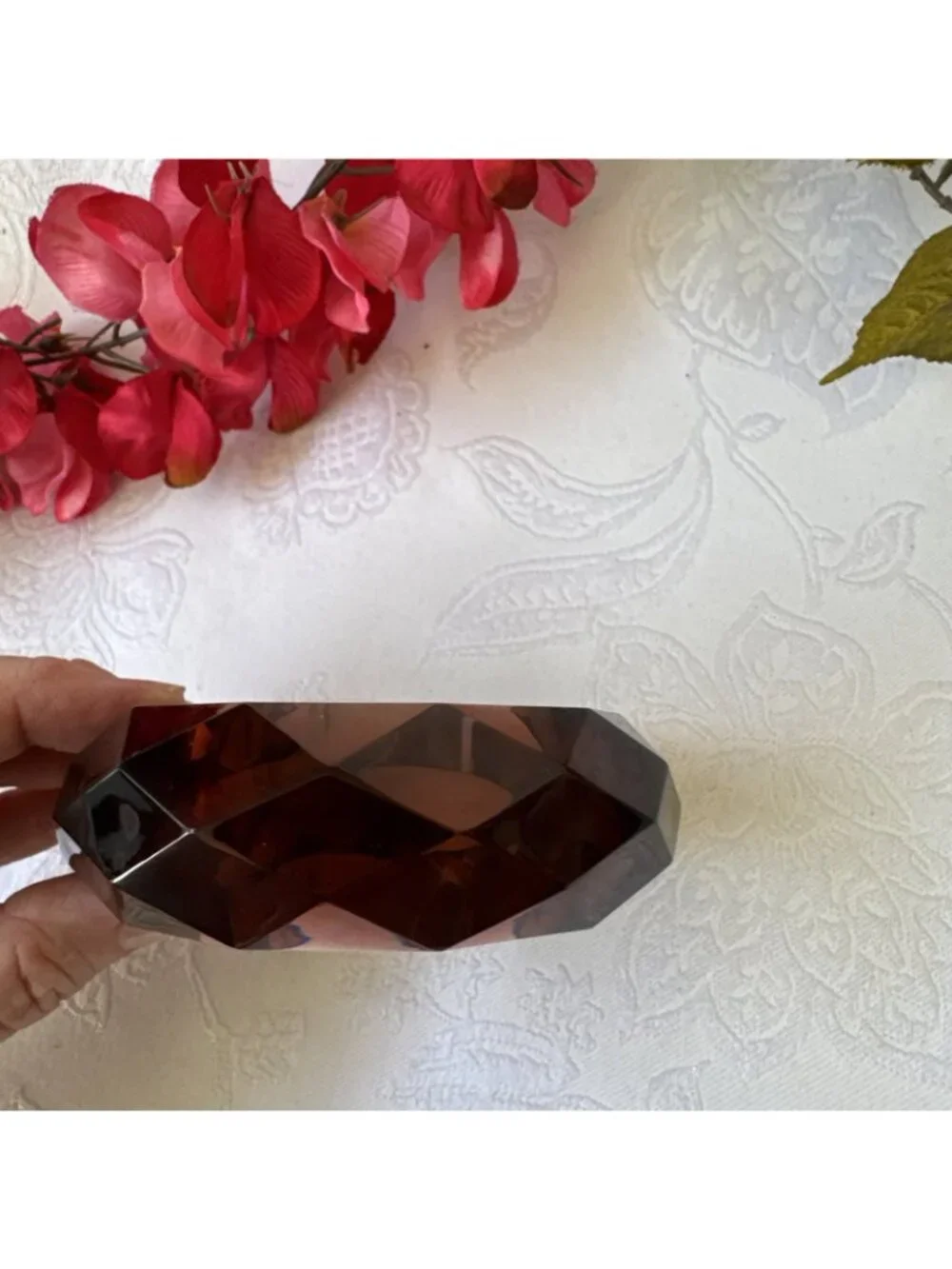 And Lovely Chunky Plum Brown Bracelet Acrylic Bangle 1.5